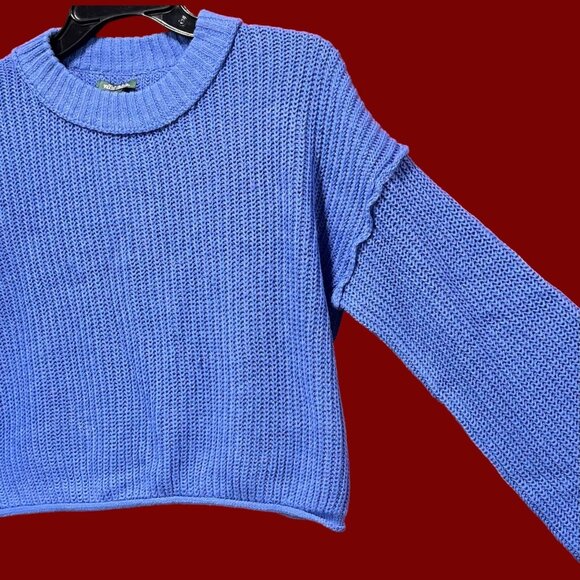Wild Fable - Women's Ribbed Knit Crop Sweater Long Sleeve Crew Neck - Blue - XS - Picture 13 of 13